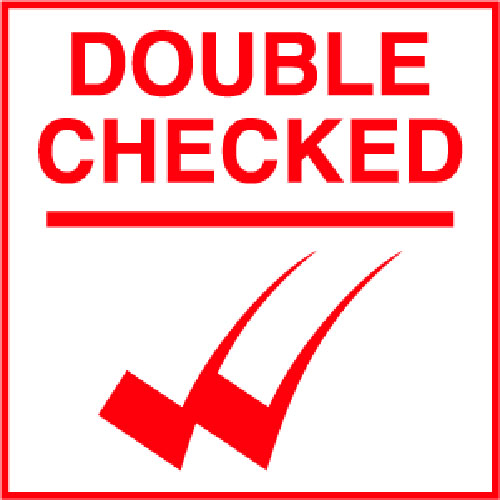 Red Print on White Gloss Labels RW297 DOUBLE CHECKED w/Check Marks